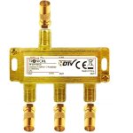 Répartiteur coaxial à 3 voies - répartiteur d'antenne satellite - doré - fiche f avec passage cc tv - ... Répartiteur coaxial à 3 voies - répartiteur d'antenne satellite - doré - fiche f avec passage cc tv - ...