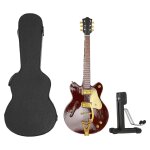 Rplique de guitare electrique miniature rouge et or avec support et etui, modle d'instrument de musique ...