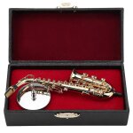 Rplique de saxophone alto miniature avec support et etui plaqu or instrument modle ornements