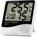 Retoo thermomtre blanc numrique d'intrieur avec hygromtre et rveil, horloge numrique avec compteur ...
