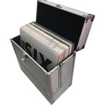 Retro musique kxrm 03 flight case pour disques vinyles (argent)