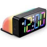 Rveil numrique, horloge numrique led avec temprature snooze luminosit rglable couleurs rgb reveil ...