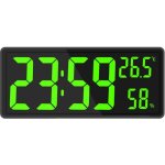 Reveil numerique, horloge murale reveil matin led digital miroir grand ecran avec temperature date, usb ...