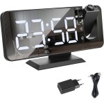 Rveil projection plafond, rveil horloge digitale avec ecran miroir 7. 5 pouces, port de usb, double ...