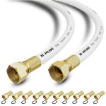 Rg6 coaxial cable 30 m satellite tv antenna f male extension cable for hdtv, radio, full hd with 10 f ...
