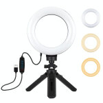 Ring light led 16cm 3 modes usb avec tr�pied compact pour photo et vid�o yonis