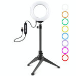 Ring light led rgbw 10 modes 8 couleurs avec tr�pied pour photo vid�o yonis