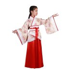 Robe de performance hanfu de costume ancien chinois pour fille pour guzheng, rouge, 140cm - hy