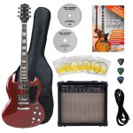 Rocktile pro s - red guitare electrique heritage starter set + set accessoires + ampli