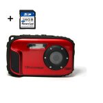 Rouge avec 16 go appareil photo numrique 16mp avec cran 2. 7 pouces, zoom numrique 8x, tanche 10m, ...
