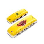 Route 66 10 trous bleu harmonica couvertures jaunes - type f sharp