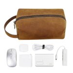 Sac organisateur de c�ble de c�ble en cuir organisateur sac pochette num�rique portable sac de rangement ...