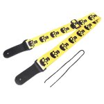 Sangle de guitare acoustique basse electrique ukull ceinture rglable crne motif cuir ttejaune