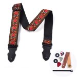 Sangle de guitare acoustique rglable, vintage, tiss brod, motif de fleurs magnifiques, accessoires ...