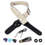 Sangle de guitare broderie elargie sangle depaule rglable avec mdiators pour guitare electrique acoustique ...