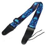 Sangle de guitare ceinture en polyester basse acoustique electrique tte de mort style punk, bleu