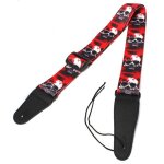 Sangle de guitare ceinture en polyester basse acoustique electrique t�te de mort style punk, rouge