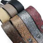 Sangle de guitare en cuir vritable 2. 5 pouces, ceinture souple rglable pour musique basse classique, ...