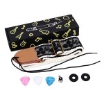 Sangle de guitare dentelle noire motif brod sangle d'paule en cuir nylon avec mdiators pour guitare ...