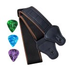 Sangle de guitare electrique rglable avec 3 supports de plectres de guitare, extrmits en cuir pu, ...