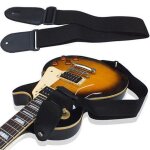 Sangles de guitare folk en cuir pu + nylon noir, réglables de 75 a 120cm, basse acoustique electrique ... Sangles de guitare folk en cuir pu + nylon noir, réglables de 75 a 120cm, basse acoustique electrique ...