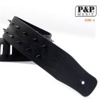 Sangle rglable pour guitare electrique, cuir vritable, mtal, rivets, pointes cloutes, ceinture robuste, ...