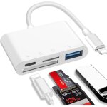 Sd card reader for iphone ipad, 4 in 1 camera card viewer, charging port + usb + tf port + micro sd memory ...
