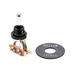 Slecteur de micro a bascule de guitare droit court a 3 voies avec anneau rondelle noir