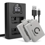 Set de 2 batteries 1020mah et double chargeur compatible avec canon eos 1000d, eos 450d, eos 500d - accu ...
