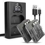 Set de 2 batteries 2000mah et double chargeur compatible avec nikon d90 d700 d300 d900 d100 d200 d300s ...