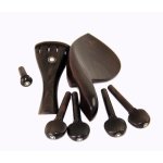 Set accessoire lutherie en ebne pour violon 4 / 4: cordier, mentonnire, 4 chevilles, et bouton