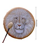 Shaman drum music handmade shamanic polyester faux sheepskin ethereal 25 * 5cm totem blanc avec pilons ...