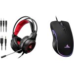 Shiba - casque de jeu avec microphone et lumire led, entre 3. 5 mm & souris optique filaire usb avec ...