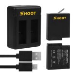 Shoot dual port gopro hero 5 chargeur avec 2 pcs 1220 mah batterie pour gopro hero 5 accessoires set