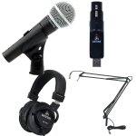 Shure sm58 se avec convertisseur usb, casque et bras de type broadcast