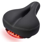 Siège de vélo confortable pour hommes et femmes, selle de vélo large, feux arrière, etanche, doux et ... Siège de vélo confortable pour hommes et femmes, selle de vélo large, feux arrière, etanche, doux et ...