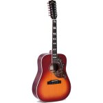 Sigma guitars dm12 - sg5 vintage cherry sunburst gloss guitare electro - acoustique folk 12 cordes avec ...