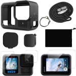 Silicone case for gopro hero13 black with silicone cover + battery side cover + screen protector + lanyard ...