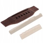 Sillet de guitare en plastique + chevalet en palissandre pour guitare acoustique 6 cordes Sillet de guitare en plastique + chevalet en palissandre pour guitare acoustique 6 cordes