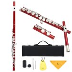 Slade - flûte a 16 trous fermés avec clés c, accessoire de calcul de flûte transversale avec etui a clé ... Slade - flûte a 16 trous fermés avec clés c, accessoire de calcul de flûte transversale avec etui a clé ...