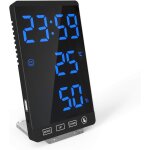 Smart mirror horloge led chargeur de t�l�phone d�coratif r�veil horloge num�rique a 4 niveaux de luminosit� ...