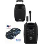 Sono portable 8�� pro party karaoke bluetooth usb fm msd + micro - main uhf sans fil + telecommande megabass ...