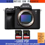 Sony alpha 7 iv nu + 2 sandisk 64gb extreme pro uhs - ii sdxc 300 mb / s + guide pdf  20 techniques pour ...