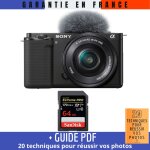 Sony zv - e10 + 16 - 50mm noir + 1 sandisk 64gb extreme pro uhs - i sdxc 170 mb / s + guide pdf 20 techniques ...