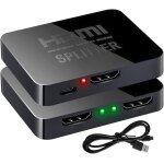 Splitter hdmi 1 en 2 sorties, 1080p full hd 3d 4k hdmi splitter avec cble d'alimentation micro usb pour ...