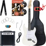 St - pack guitare electrique - ensemble de guitare electrique blanc - kit avec ampli de 25 w, housse, ...