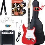 St - pack guitare electrique - ensemble de guitare electrique rouge - kit avec ampli de 25 w, housse, ...