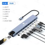 Station d'accueil 10 en 1 usb c, hub 4k, 30hz, type c vers hdtv, compatible ethernet rj45, pd100w, macple, ... Station d'accueil 10 en 1 usb c, hub 4k, 30hz, type c vers hdtv, compatible ethernet rj45, pd100w, macple, ...