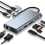 , station d'accueil 12 en 1 avec hdmi 4k, vga, 3 * usb 2. 0, usb3. 0, usb c data, pd3. 0, port ethernet ...