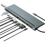 Station d'accueil, docking station, 12 in 1 usb - c hub, usb type c to 4k 30hz dp + hdmi + vga, 100w ...